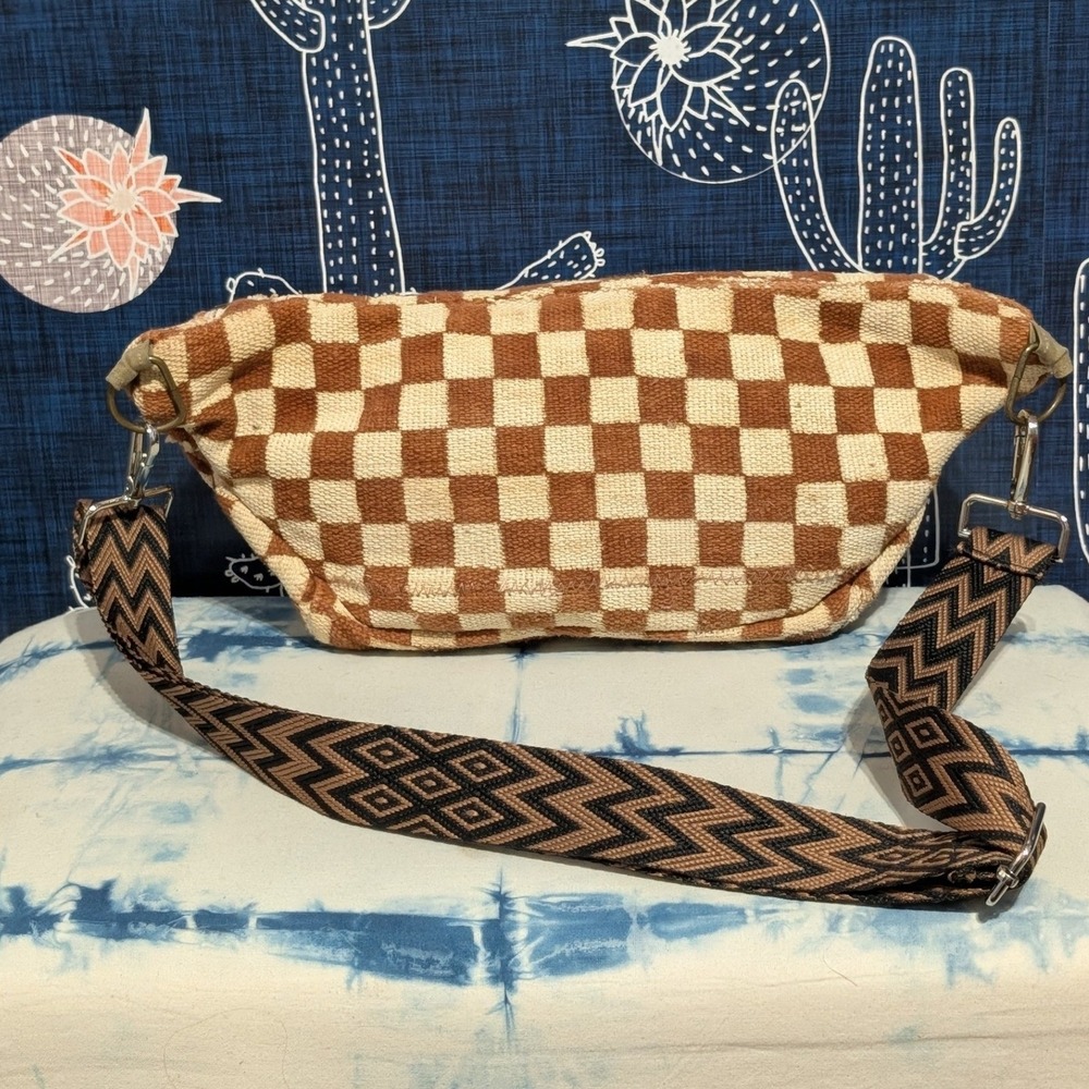 Jenna Bee Handmade Sling Bag Ochre & Cream Checkered - Picture 7 of 12